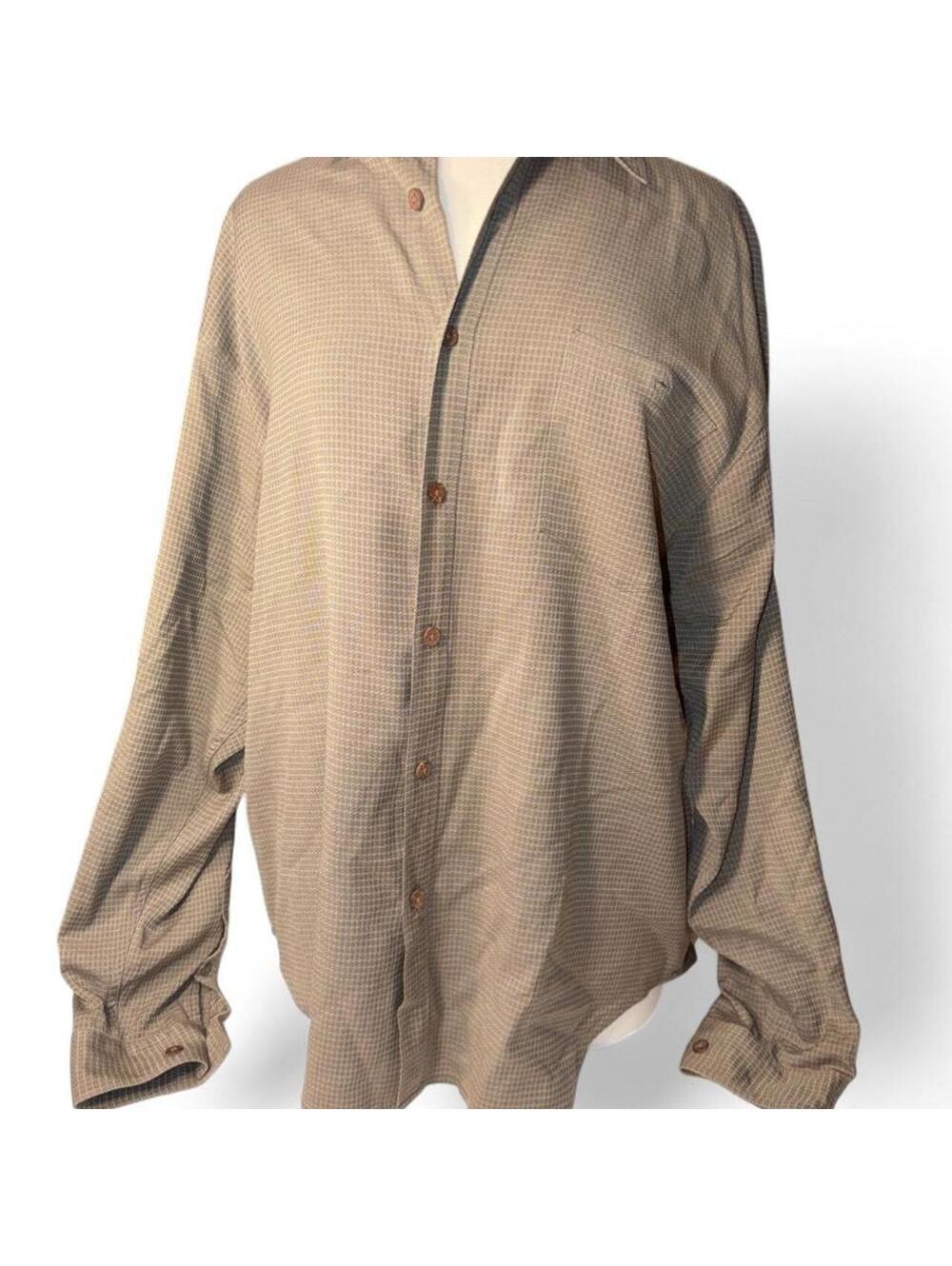 Tommy Bahama Men's Vtg Button Down Shirt Silk Blend Neutral Brown - US Size L